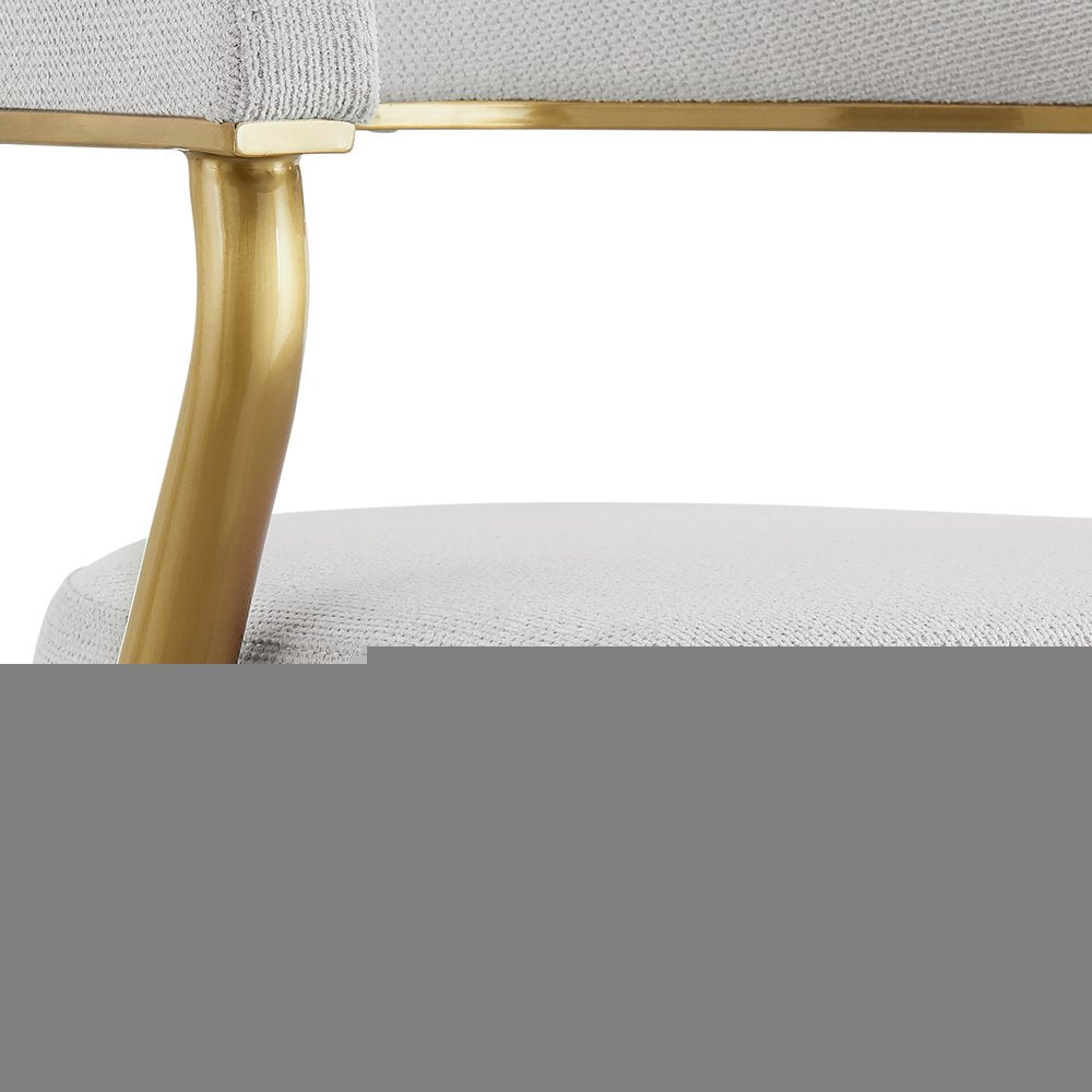 26" Silver and Gold Fabric and Stainless Steel Counter Height Swivel Bar Chair