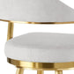 26" Silver and Gold Fabric and Stainless Steel Counter Height Swivel Bar Chair