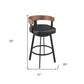 26" Black Faux Leather and Iron Low Back Counter Height Swivel Bar Chair