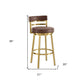 26" Coffee and Gold Faux Leather and Stainless Steel Low Back Counter Height Swivel Bar Chair