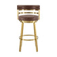 26" Coffee and Gold Faux Leather and Stainless Steel Low Back Counter Height Swivel Bar Chair