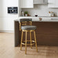 26" Gray and Gold Faux Leather and Stainless Steel Low Back Counter Height Swivel Bar Chair