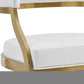 30" White and Gold Faux Leather and Stainless Steel Low Back Bar Height Swivel Bar Chair