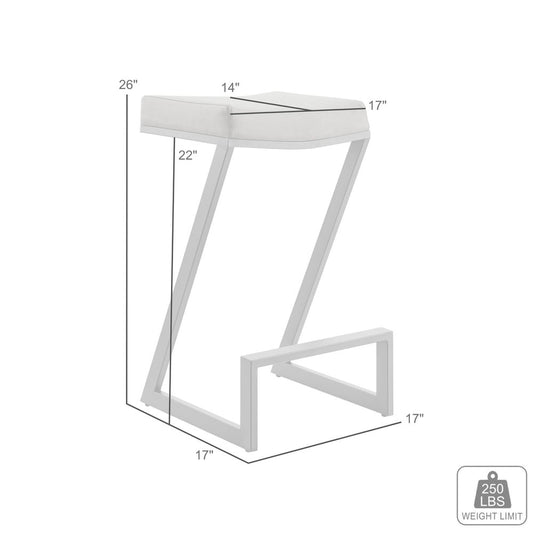 26" Gray and Black Faux Leather and Iron Backless Counter Height Bar Chair