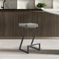 30" Gray And Black Faux Leather And Iron Backless Bar Height Bar Chair