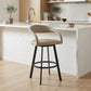 26" Beige and Black Faux Leather and Iron Low Back Counter Height Swivel Bar Chair