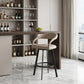 30" Beige and Black Faux Leather and Iron Low Back Bar Height Swivel Bar Chair