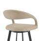 30" Beige and Black Faux Leather and Iron Low Back Bar Height Swivel Bar Chair
