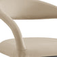 30" Beige And Black Faux Leather And Iron Low Back Bar Height Swivel Bar Chair