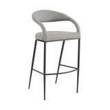 26" Light Gray and Black Faux Leather and Iron Low Back Counter Height Bar Chair