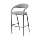 30" Light Gray and Black Faux Leather and Iron Low Back Bar Height Bar Chair