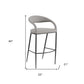 30" Light Gray and Black Faux Leather and Iron Low Back Bar Height Bar Chair