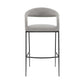 30" Light Gray and Black Faux Leather and Iron Low Back Bar Height Bar Chair