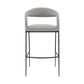 30" Light Gray and Black Faux Leather and Iron Low Back Bar Height Bar Chair