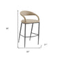 26" Beige and Black Faux Leather and Iron Low Back Counter Height Bar Chair