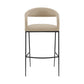 26" Beige And Black Faux Leather And Iron Low Back Counter Height Bar Chair