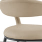 30" Beige and Black Faux Leather and Iron Low Back Bar Height Bar Chair
