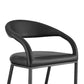 30" Black Faux Leather And Iron Low Back Bar Height Bar Chair