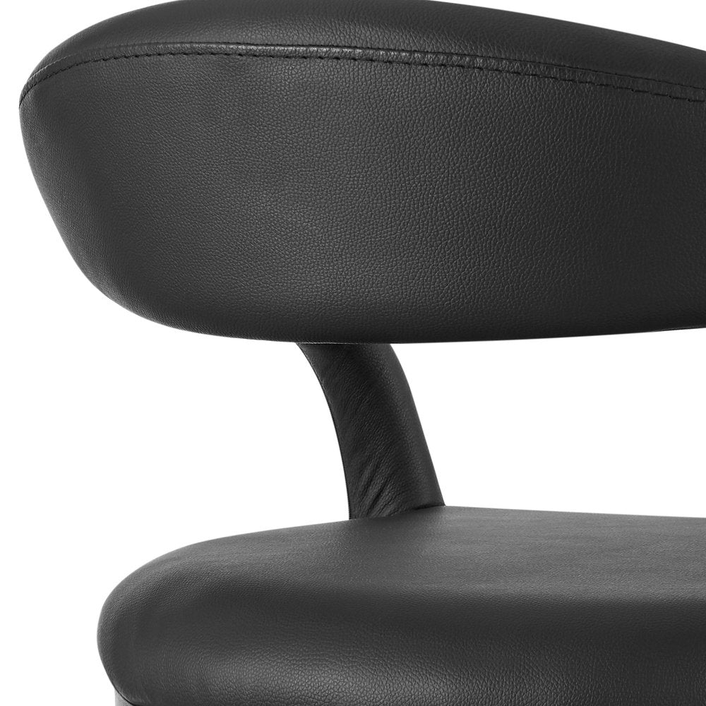 30" Black Faux Leather And Iron Low Back Bar Height Bar Chair