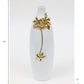 18" Gold Floral Oval Ceramic Table Vase With Sculptural Details