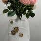 14" White Floral Ceramic Table Vase With Sculptural Details