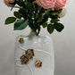14" White Floral Ceramic Table Vase With Sculptural Details