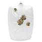 14" White Floral Ceramic Table Vase With Sculptural Details