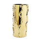 12" Gold Cylinder Ceramic Table Vase With Sculptural Details