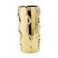 12" Gold Cylinder Ceramic Table Vase With Sculptural Details