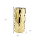 12" Gold Cylinder Ceramic Table Vase With Sculptural Details