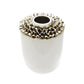 10" White Round Ceramic Table Vase With Sculptural Details