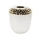 10" White Round Ceramic Table Vase With Sculptural Details
