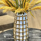 17" White Checkered Oval Porcelain Table Vase With Sculptural Details