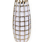 17" White Checkered Oval Porcelain Table Vase With Sculptural Details