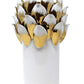 10" White Leaf Tulip Porcelain Table Vase With Sculptural Details