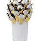 10" White Leaf Tulip Porcelain Table Vase With Sculptural Details