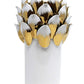 10" White Leaf Tulip Porcelain Table Vase With Sculptural Details