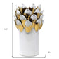 10" White Leaf Tulip Porcelain Table Vase With Sculptural Details