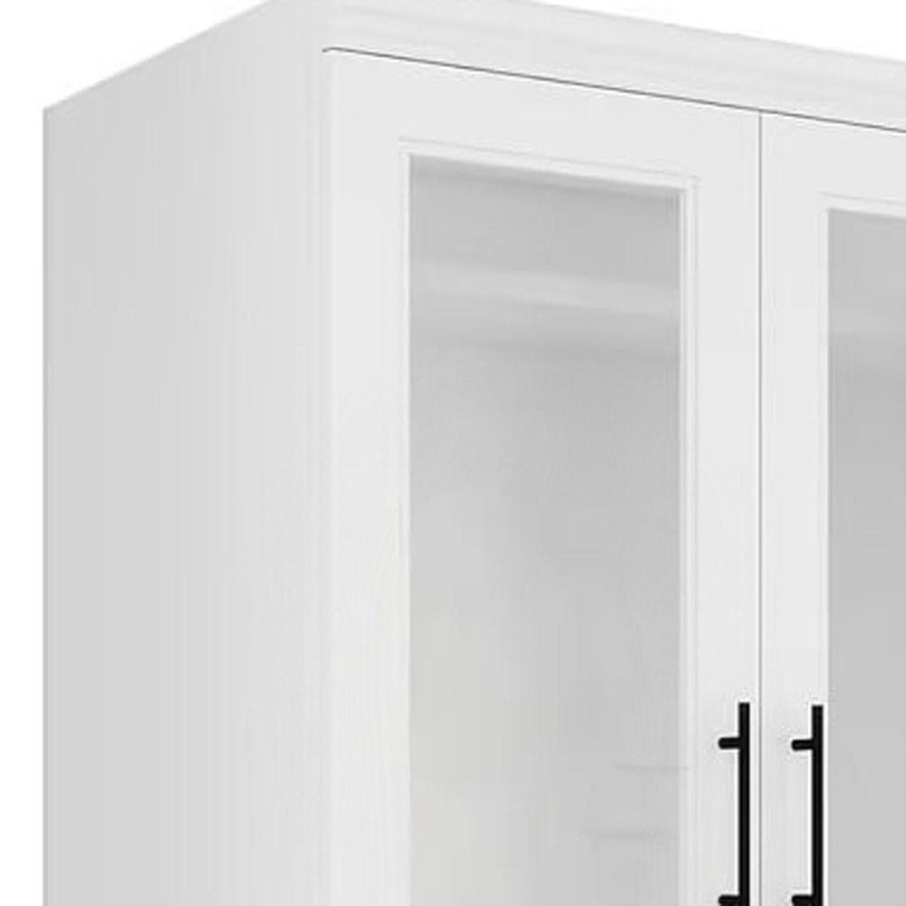 71" Clear And White Wood Two Door Two Drawer Combo Dresser