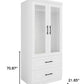 71" Clear And White Wood Two Door Two Drawer Combo Dresser