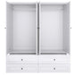 71" White Carved Geometric Mirrored Four Door Four Drawer Combo Dresser