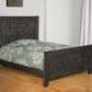 Gray Carved Scrollwork Distressed Solid Wood Queen Bed Frame