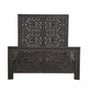 Gray Carved Scrollwork Distressed Solid Wood Queen Bed Frame