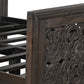 Gray Carved Scrollwork Distressed Solid Wood Queen Bed Frame