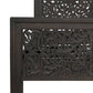 Gray Carved Scrollwork Distressed Solid Wood Queen Bed Frame