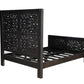 Gray Carved Scrollwork Distressed Solid Wood Queen Bed Frame