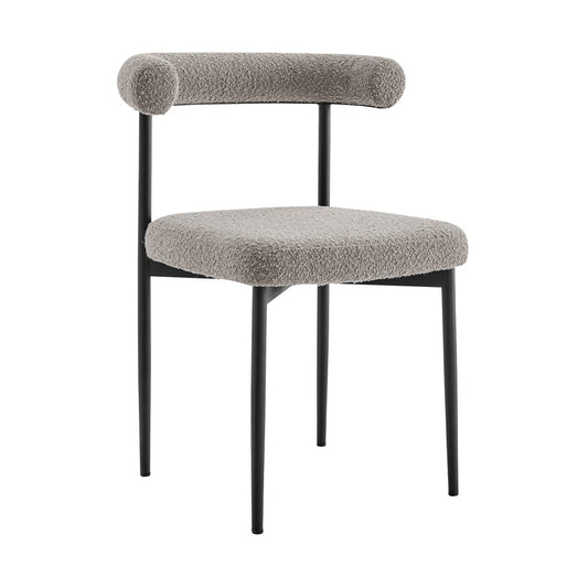 Set of Two Gray And Black Upholstered Polyester Open Back Dining Side Chairs