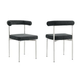 Set of Two Gray And Silver Upholstered Polyester Open Back Dining Side Chairs