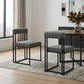 Set of Two Gray And Black Upholstered Polyester Open Back Dining Side Chairs