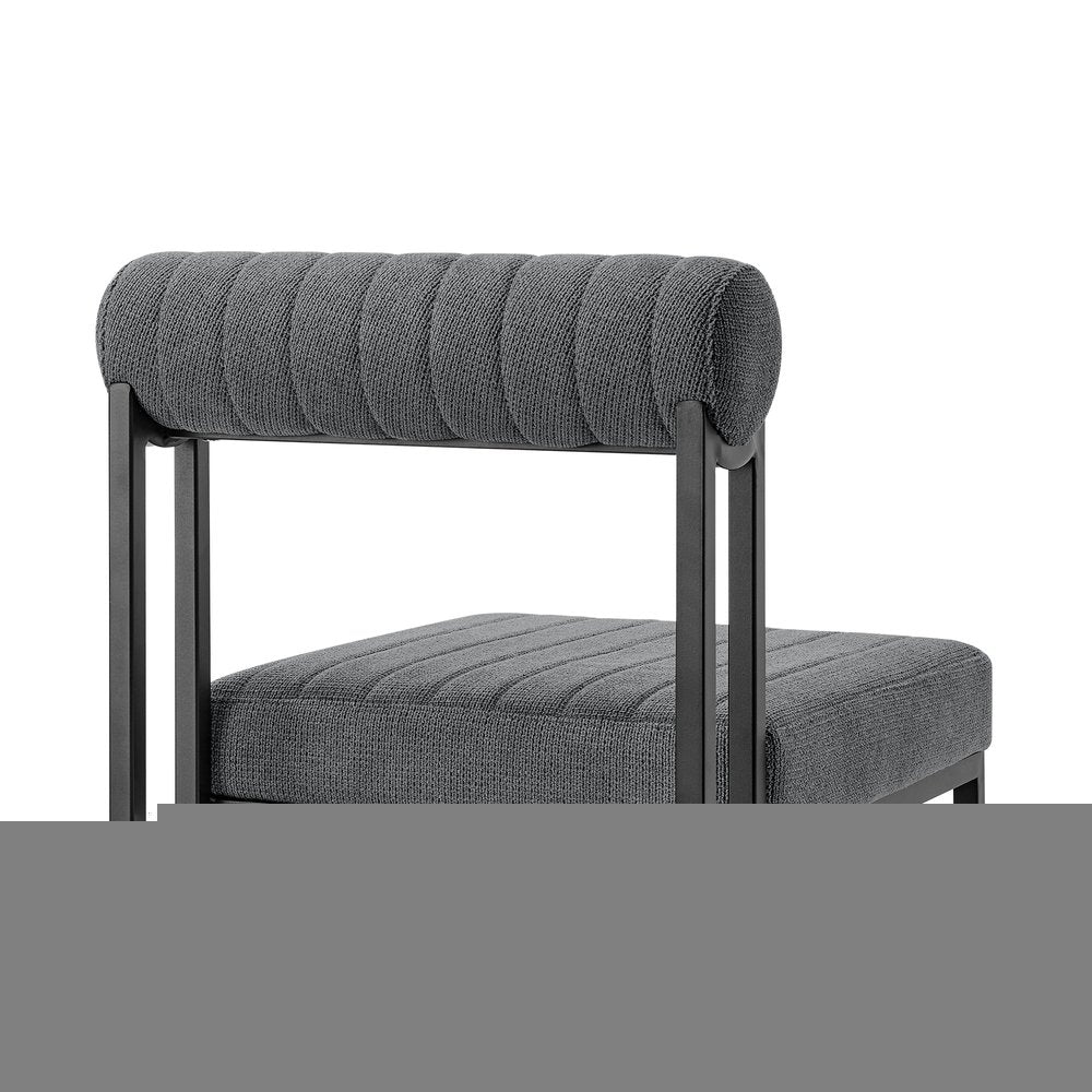 Set of Two Gray And Black Upholstered Polyester Open Back Dining Side Chairs